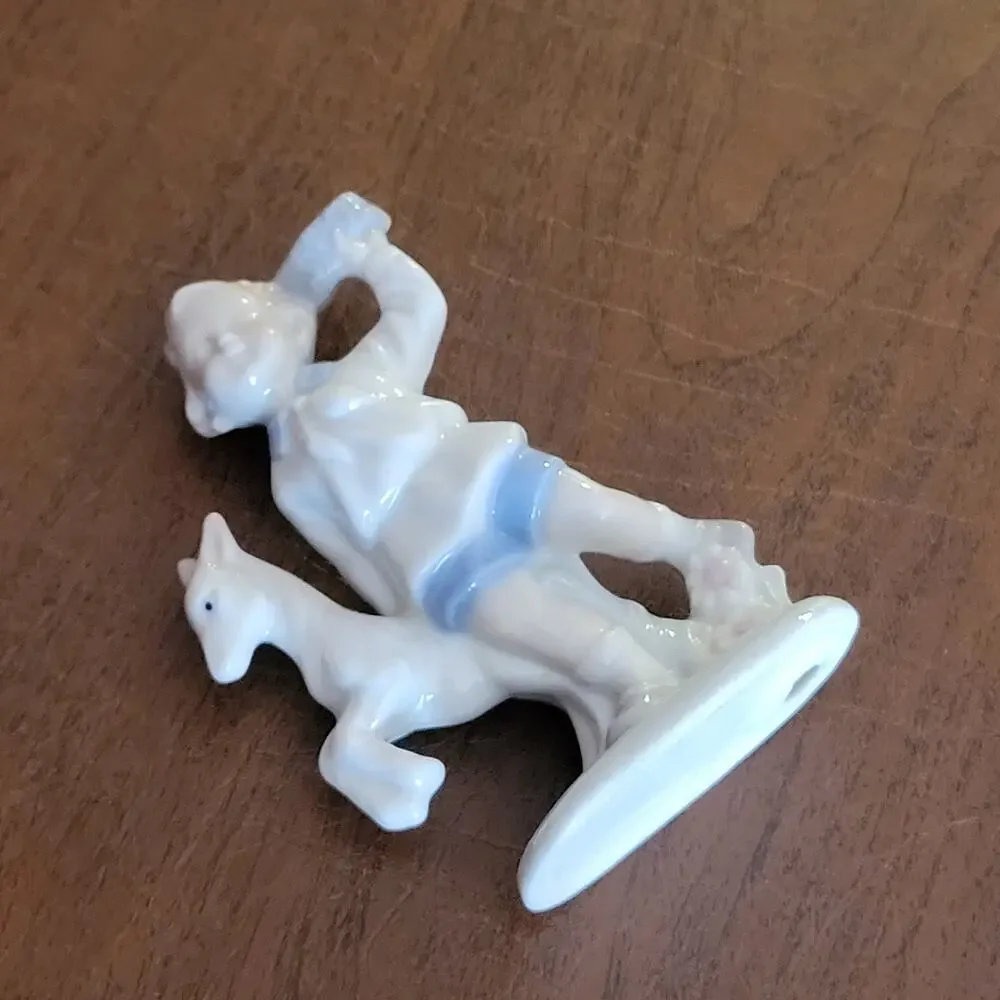 Vintage Lego Japan Boy & Dog Figurine Fine Porcelain Pastels High Gloss 1970s